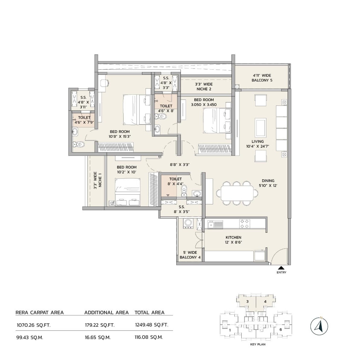 3 BHK Floor Plan